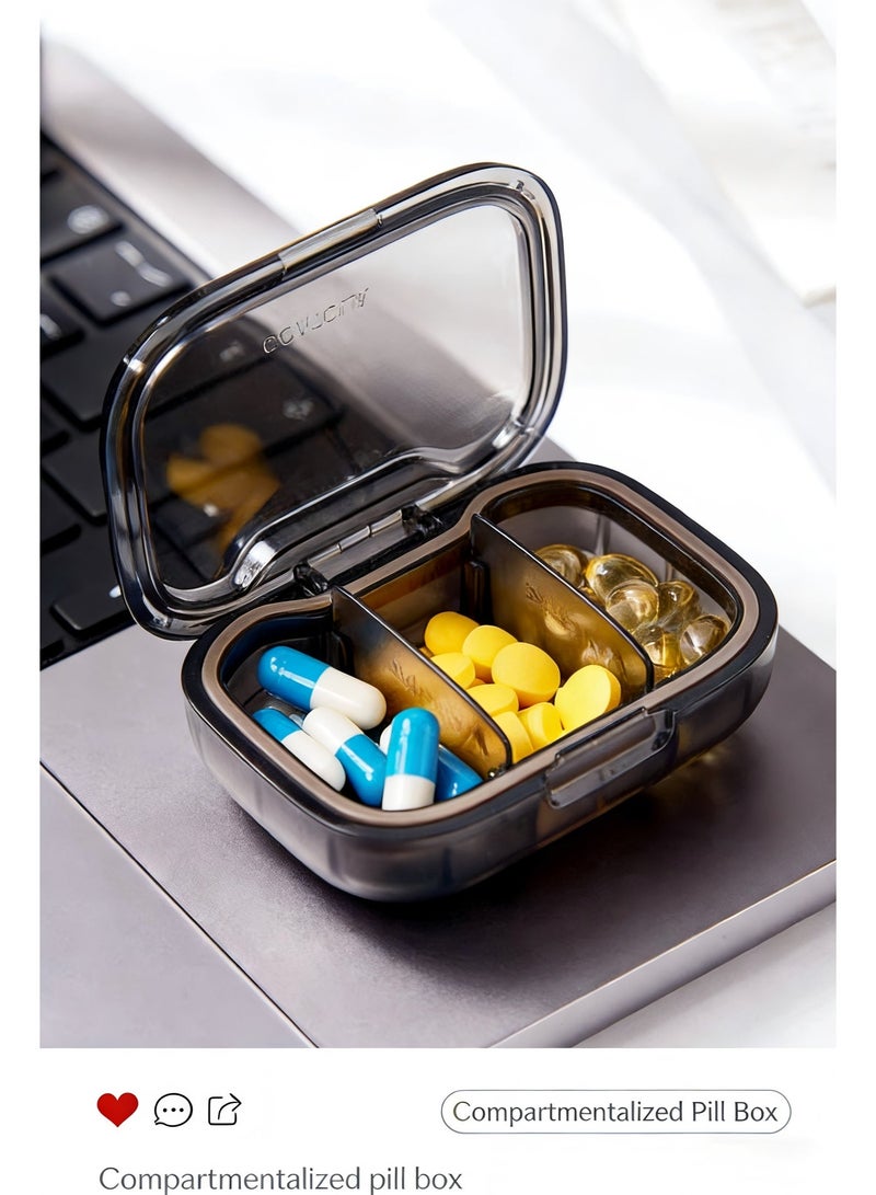 3-Pack Assorted Color Pill Boxes, Red + Blue + Gray, 3 Compartment Moisture-Proof Medicine Organizers, Family-Safe Pill Cases for Daily Use - Image 5